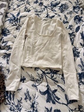 Sunday Best Cream Long Sleeve Scoop Neck Top